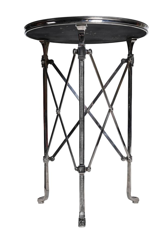 A PAIR OF SILVERED GUERIDON WITH MIRROR TOPS, IN FRENCH EMPIRE STYLE, MODERN - 3