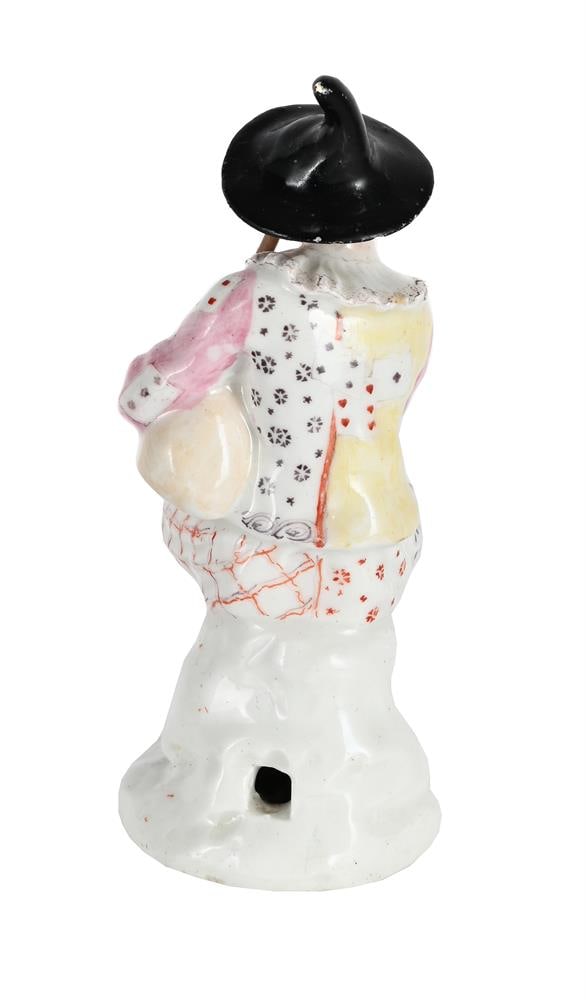 A BOW PORCELAIN MODEL OF A HARLEQUIN FROM THE COMMEDIA DELL'ARTE, CIRCA 1755 - 2