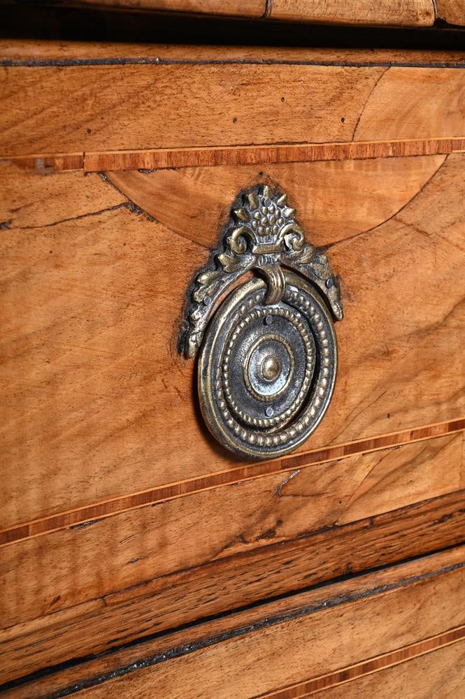 A LOUIS XVI WALNUT AND PARQUETRY LOW COMMODE OR CHEST OF DRAWERS, FRENCH, CIRCA 1785 - 2
