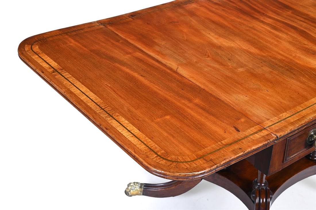 Y A GEORGE IV MAHOGANY AND TULIPWOOD BANDED SOFA TABLE, CIRCA 1830 - 3
