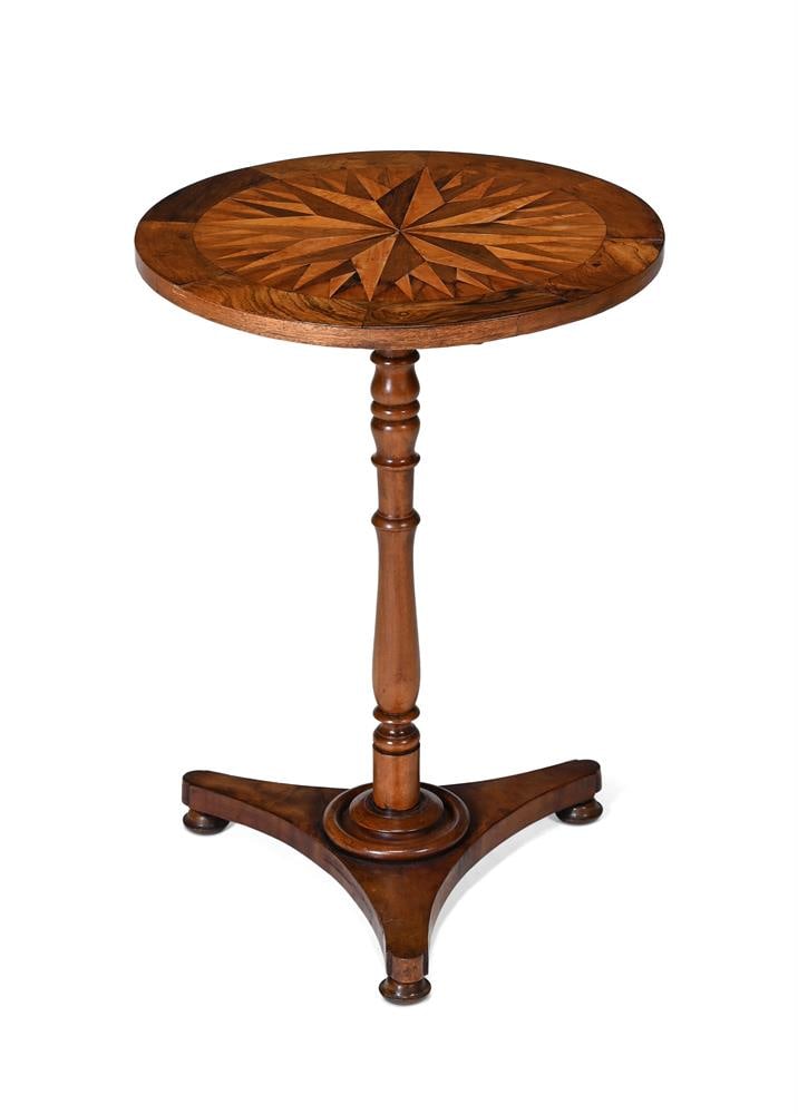 Y A GEORGE IV ROSEWOOD AND SATINWOOD PARQUETRY TILT-TOP WINE TABLE, CIRCA 1825 (1 of 3)