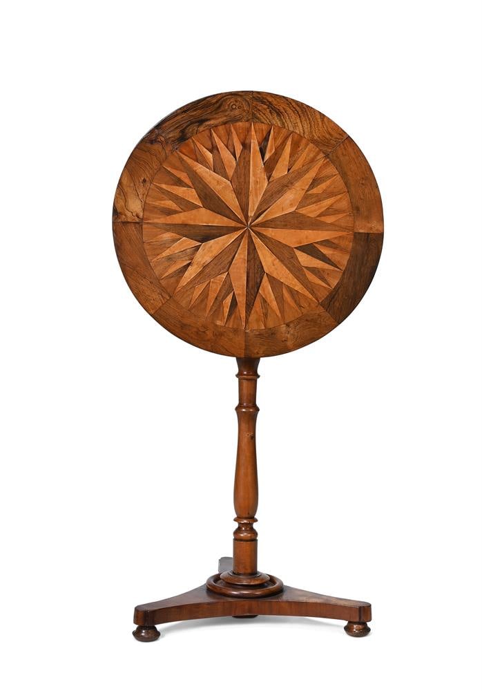 Y A GEORGE IV ROSEWOOD AND SATINWOOD PARQUETRY TILT-TOP WINE TABLE, CIRCA 1825 - 2