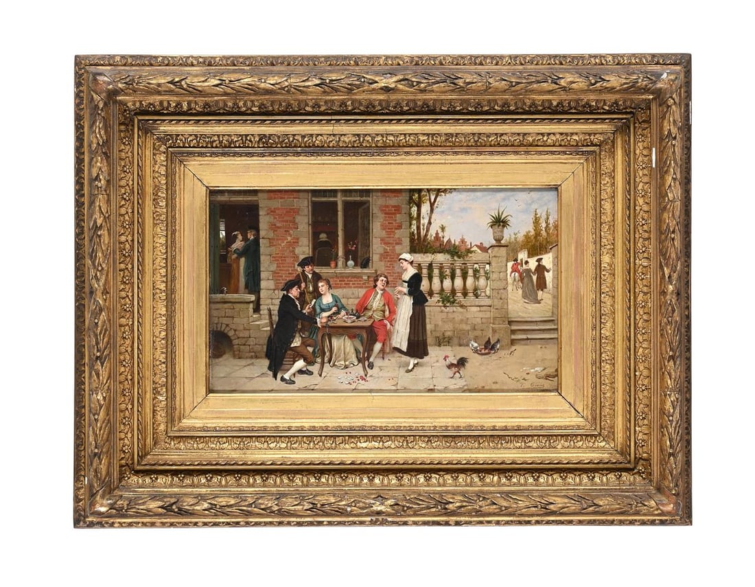 THEODORE CERIEZ (BELGIAN 1832-1904), MERRYMAKING; THE BOOKSELLER (2): THEODORE CERIEZ (BELGIAN 1832-1904) MERRYMAKING; THE BOOKSELLER Oil on panel Each signed (lower right) 21 x 37cm (8¼ x 14½ in.) Condition Report: 