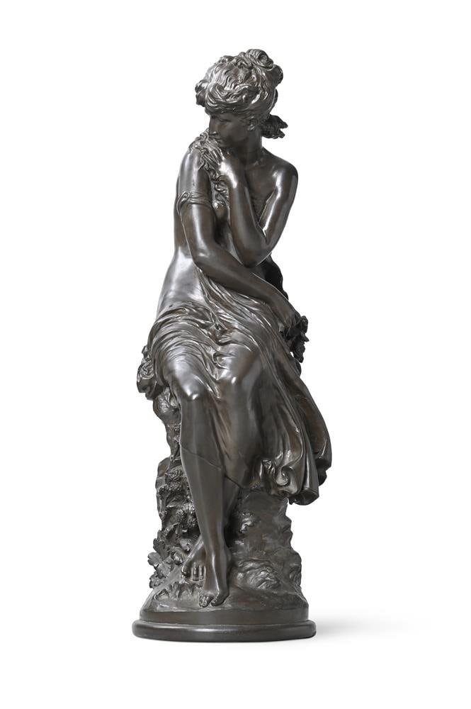 AFTER MATHURIN MOREAU (FRENCH 1822-1912), A COMPOSITE AND COLD CAST BRONZE FIGURE OF PRINTEMPS (1 of 4)