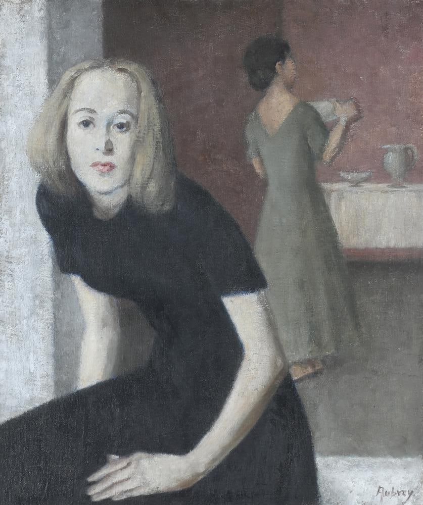 λ JOHN AUBREY (BRITISH 1909-1985), TWO WOMEN IN AN INTERIOR - 2
