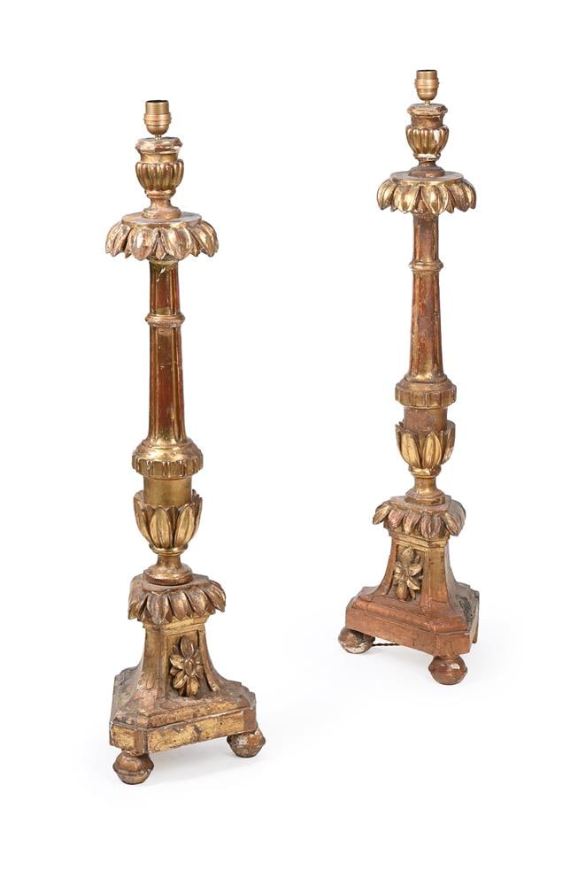 A PAIR OF PRICKET GILTWOOD ALTAR CANDLESTICKS, ITALIAN, 18TH CENTURY - 2