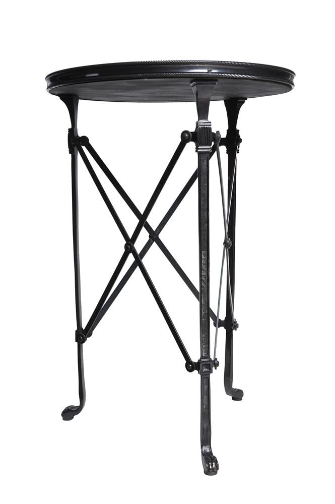 A STAINLESS STEEL GUERIDON WITH MIRRORED TOP, IN FRENCH EMPIRE STYLE, MODERN - 3