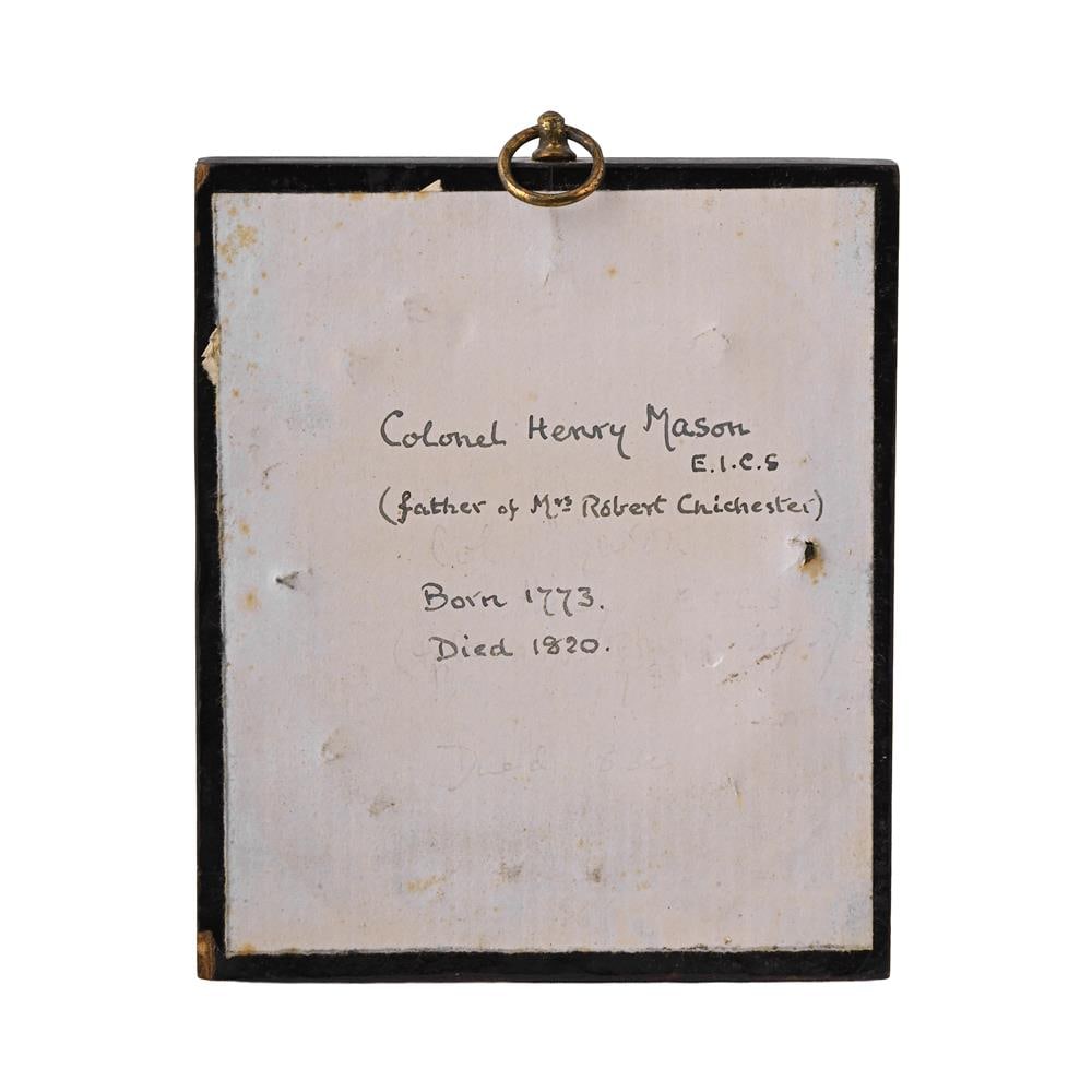 Y EARLY 19TH CENTURY ENGLISH SCHOOL, MINIATURE PORTRAIT OF COLONEL HENRY MASON H.E.I.C.S (1773-1820) - 2