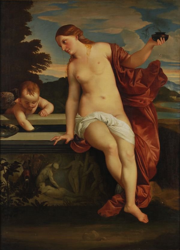 After Titian Profane love Oil on canvas 135 x 98.5