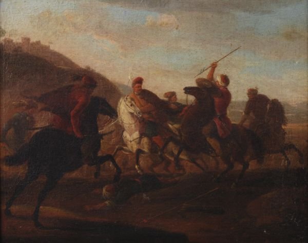 Follower of Georg Philipp Rugendas A cavalry skirm