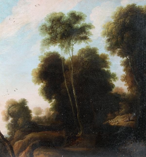 Dutch School (18th/19th century) Sheep and Shepher