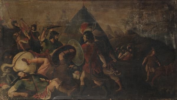 Italian School (18th century) Battle scene Oil on