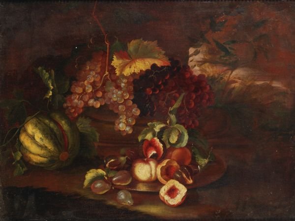 Follower of Felice Boselli Grapes, melon, figs and