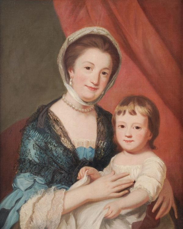 Circle of George Romney Portrait of a mother and c