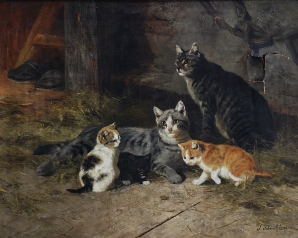 Josef Schmitzberger (1851-?) The young family Oil