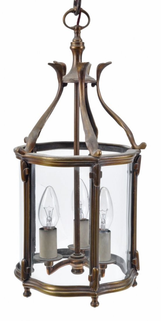 A cut glass pendant hanging lantern , early 20th c