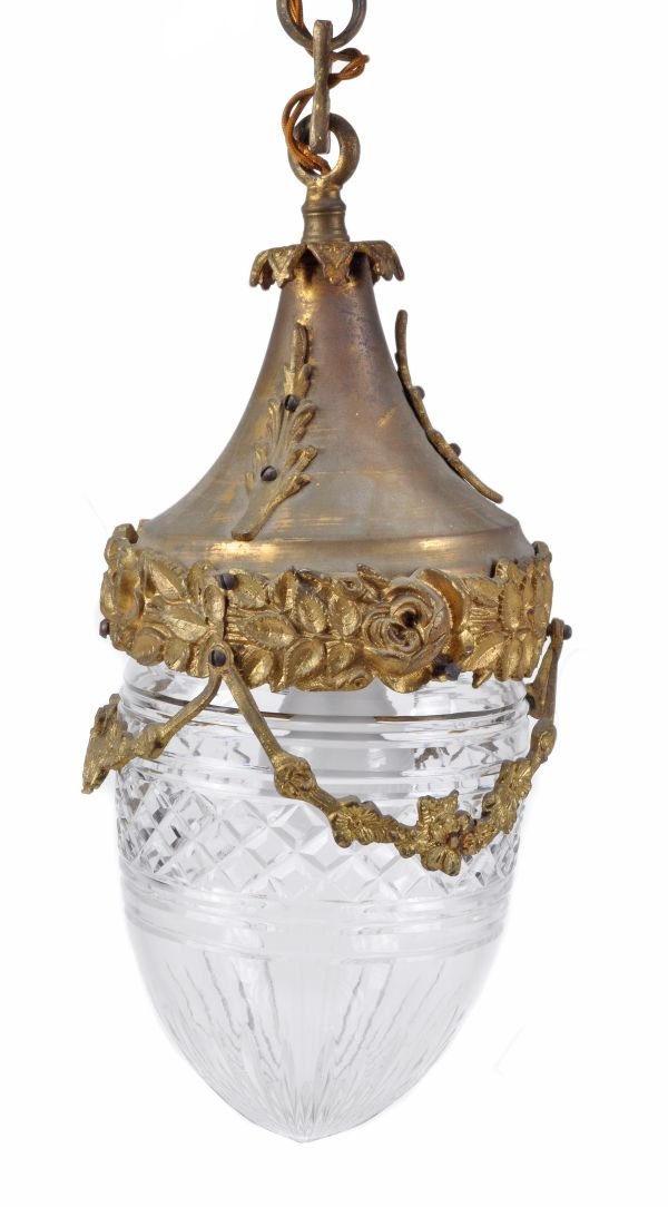 A cut glass pendant hanging lantern , early 20th c - 2