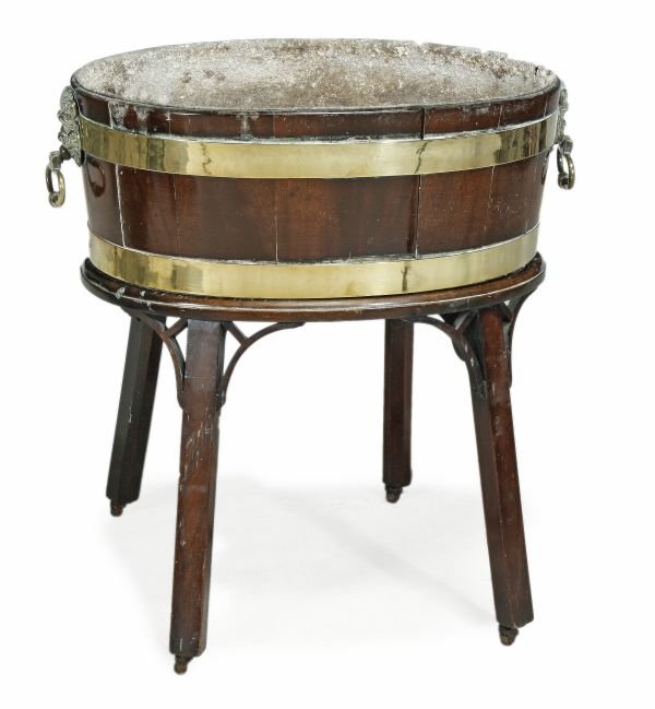 A George III mahogany and brass bound wine cooler