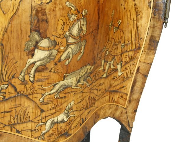 A Dutch walnut and marquetry side cabinet, 19th c - 2