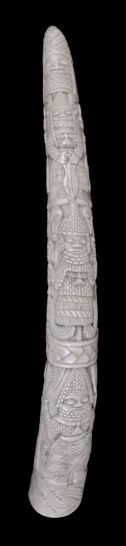 A Yoruba carved ivory elephant tusk , early 20th c