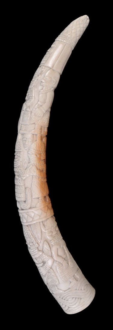 A Yoruba carved ivory elephant tusk , early 20th c - 3