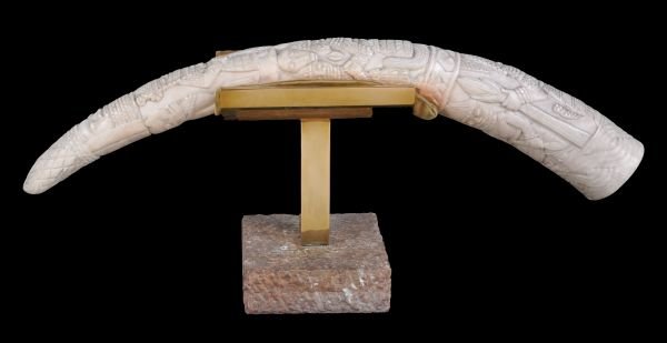 A Yoruba carved ivory elephant tusk , early 20th c - 4