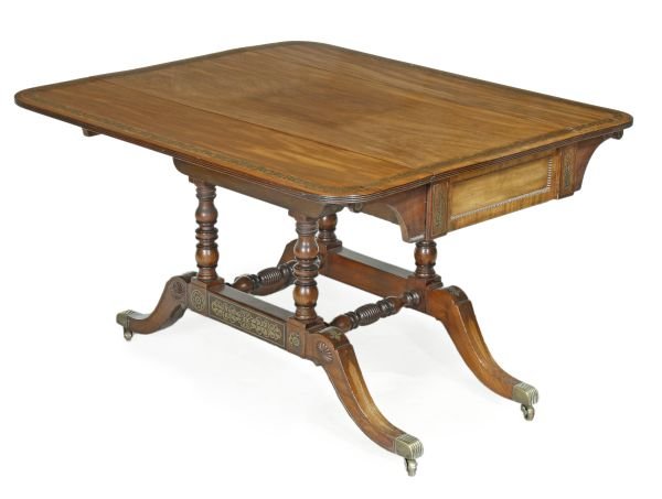 A George IV mahogany and brass inset sofa table,