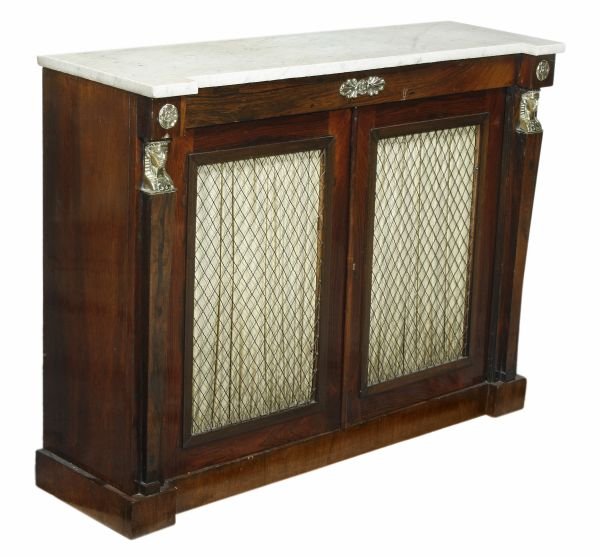 A George IV rosewood and brass mounted side cabine