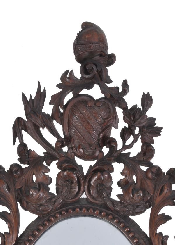 A pair of North Italian Rococo carved walnut oval - 2