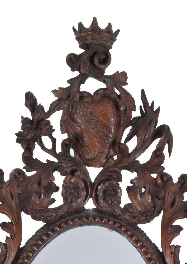 A pair of North Italian Rococo carved walnut oval - 3