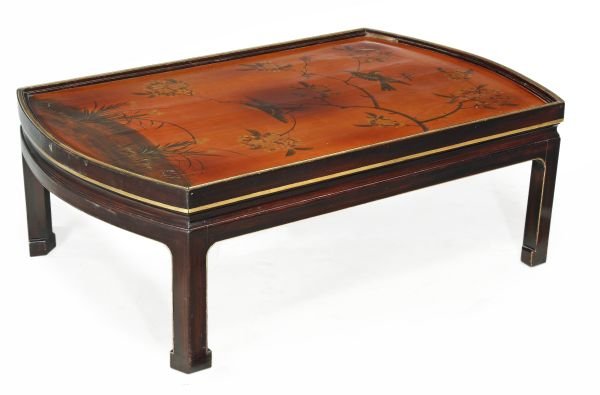 A Chinese painted and parcel gilt wood low table,
