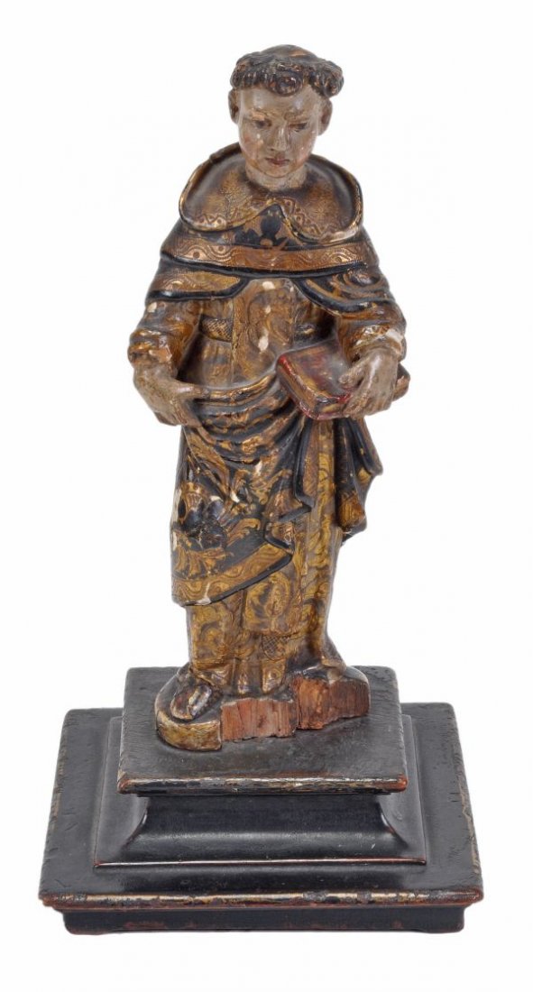 A Continental, possibly Spanish, carved, painted a