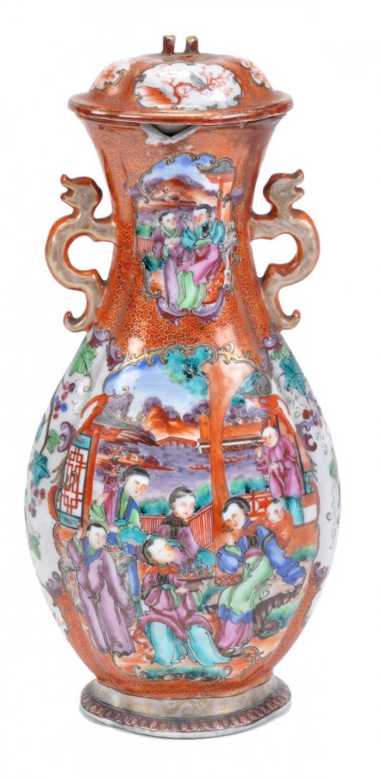 A Chinese "mandarin pattern" lidded vase with styl - 2