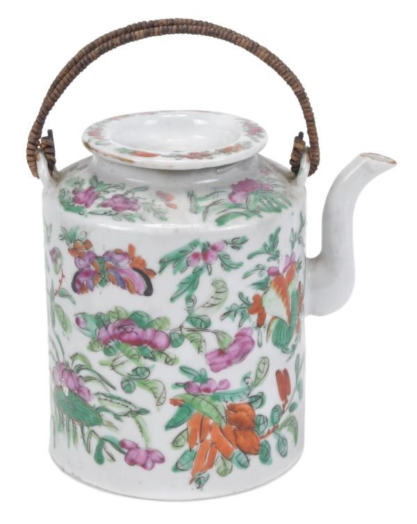 A Chinese Canton famille rose porcelain wine pot d