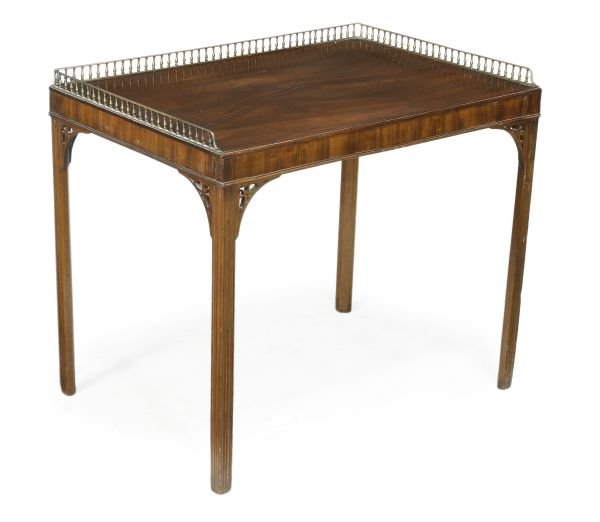 A George III mahogany side table, circa 1790, rec