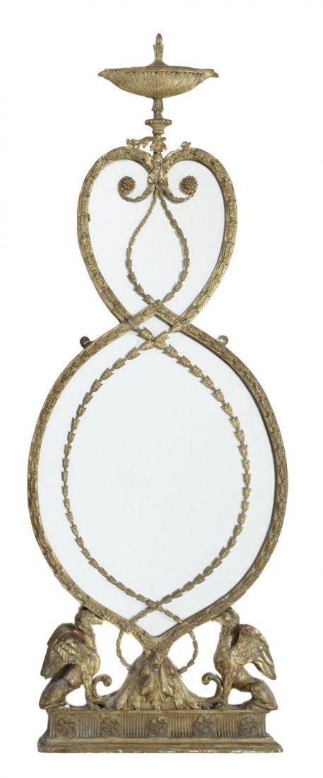 A carved giltwood wall mirror in George III style,