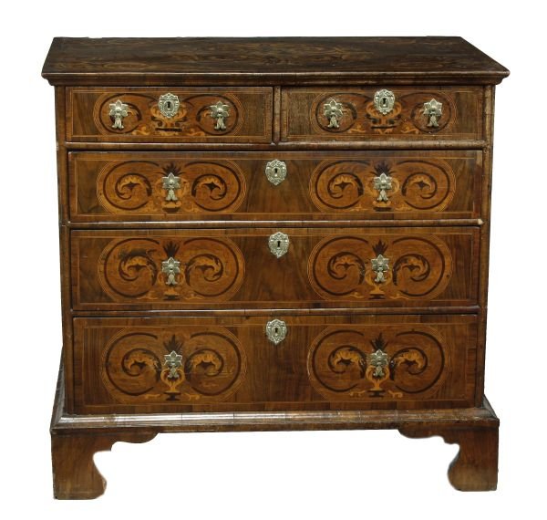 A William and Mary walnut and marquetry chest of d - 2