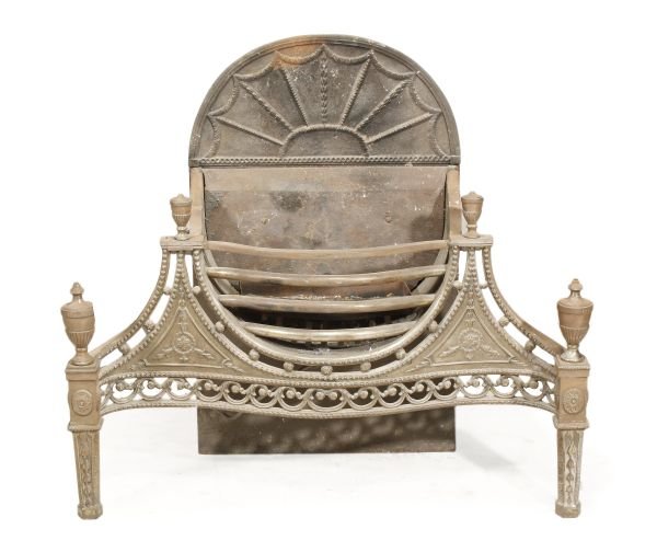 A cast iron and metal firegrate in George III styl