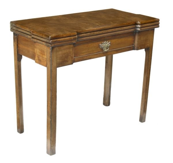 A George III mahogany twin folding top games/card