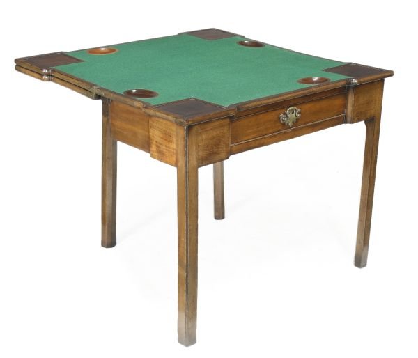 A George III mahogany twin folding top games/card - 2