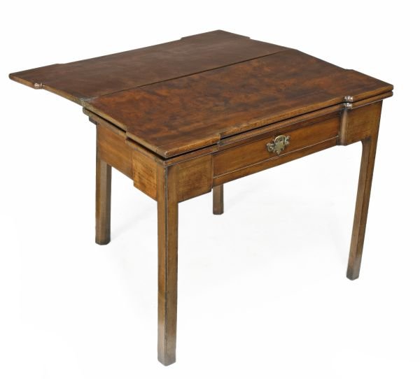 A George III mahogany twin folding top games/card - 3