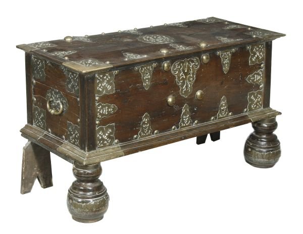 A Dutch Colonial hardwood and brass mounted chest