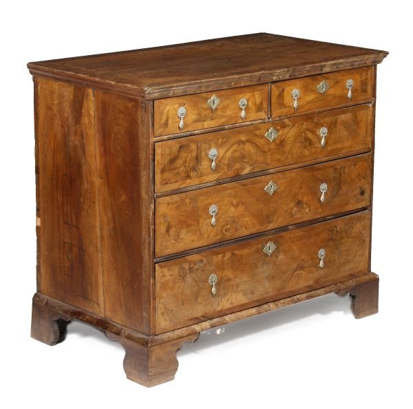 A George II walnut chest of drawers, circa 1740,