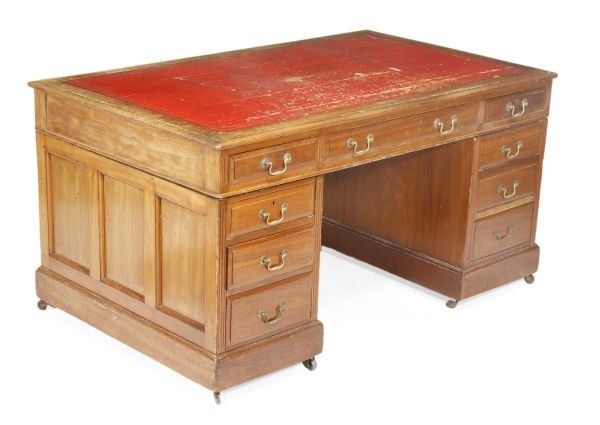 A Victorian mahogany pedestal desk, circa 1880, r