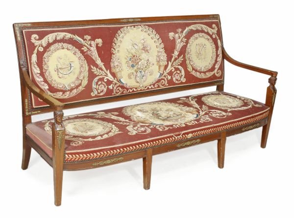 An Empire mahogany and gilt metal mounted suite of