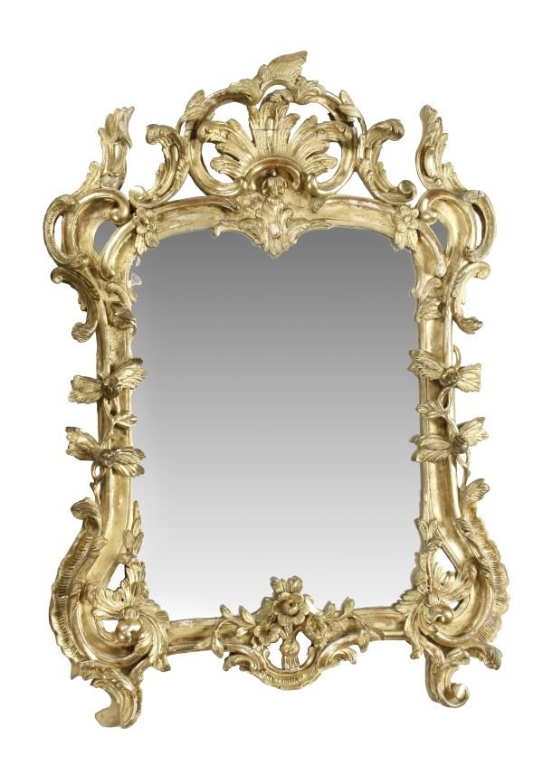 A Continental carved giltwood wall mirror , circa