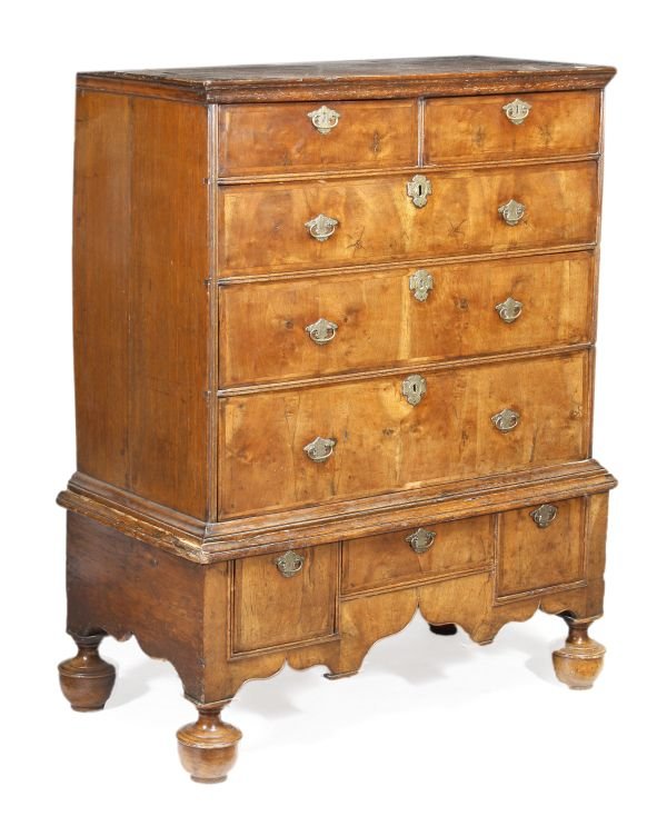 A George II walnut chest on stand, circa 1740, re