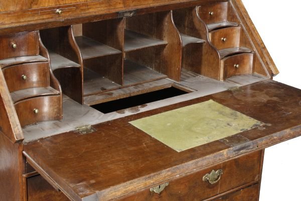 A George II walnut bureau bookcase, circa 1740, m - 2