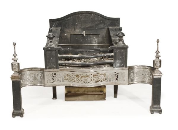 An iron fire grate, in George III style, serpenti