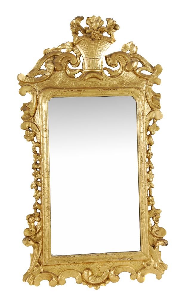 A George III giltwood wall mirror, circa 1780, re